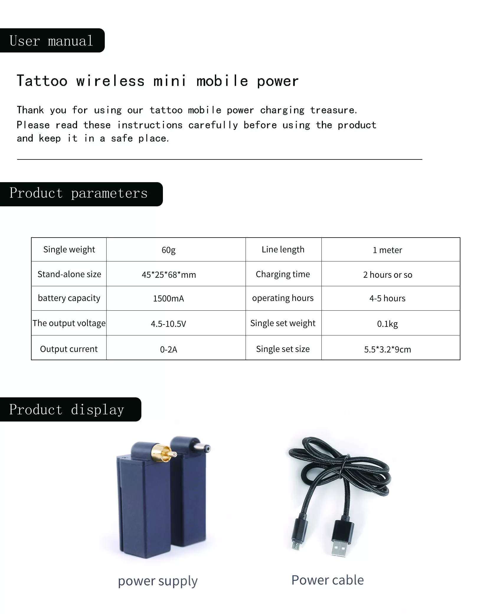 Bežični prijenosni uređaj za napajanje Tattoo za Tattoo Machine
