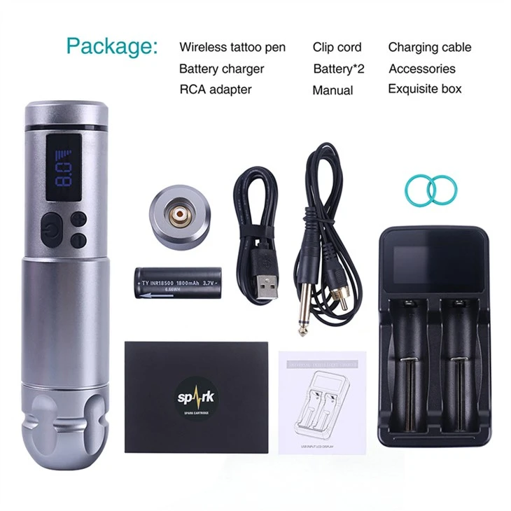 2 baterije Spark Tattoo Machine Wireless Professional Tattoo Supply