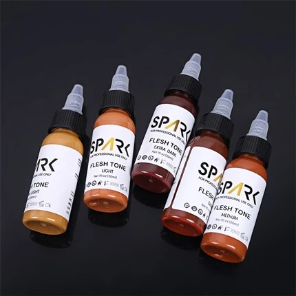 Spark Tattoo Tinte u rasutoj boji kože Set 1oz 5 komada za prikrivanje miješanje kozmetičkih tetovaža