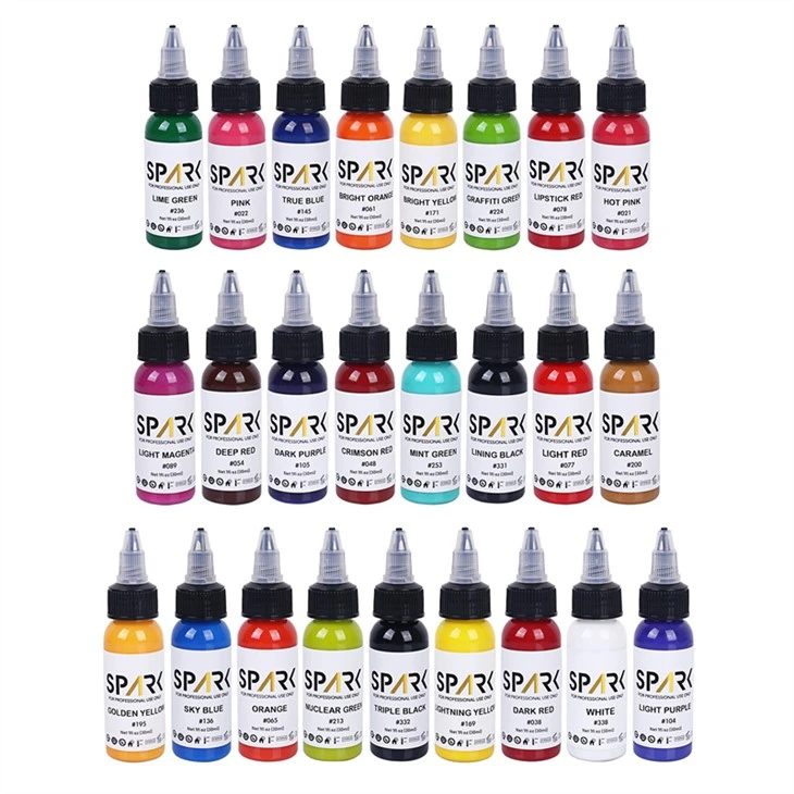 Set od 25 boja Spark Tattoo Ink Set Professional Tattoo Ink Displej Leadfree Tattoo Ink