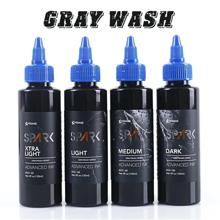 Spark Graywash Tattoo Ink - 4 Oz Boca Set