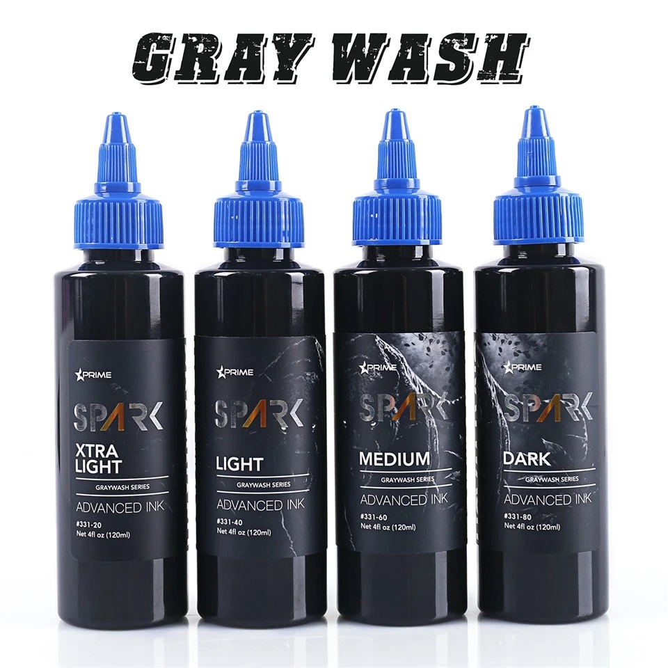 Spark Graywash Tattoo Ink - 4 Oz Boca Set